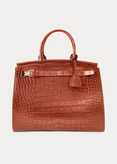 Bolsos De Mano Ralph Lauren Mujer Marrom - Alligator Large RL50 - GAZWK0384